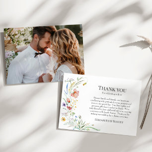 Carte De Remerciements Mariage photo Boho Fleur sauvage Meadow Couple