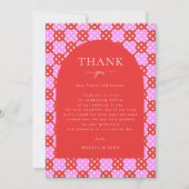 Carte De Remerciements Mariage photo Bold Bright Red Pink Mid Century Mod (Devant)
