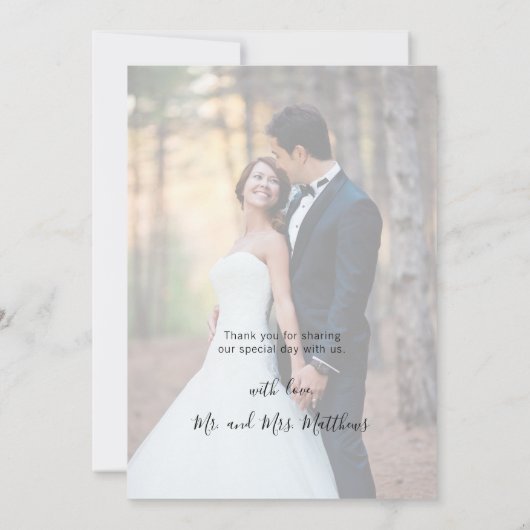 Carte De Remerciements Mariage photo Burgundy Floral Grey Marble Script (Dos)
