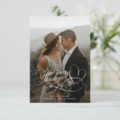 Carte De Remerciements Mariage photo calligraphie élégant (Debout devant)