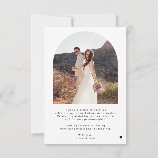 Carte De Remerciements Mariage photo calligraphie élégant (Dos)
