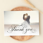 Carte De Remerciements Mariage Photo Calligraphie Script Élégant