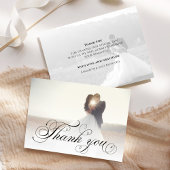 Carte De Remerciements Mariage Photo Calligraphie Script Élégant