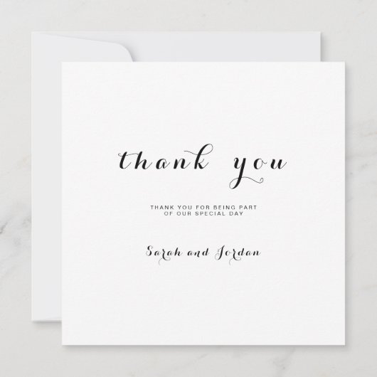Carte De Remerciements Mariage photo Carré simple Script élégant (Dos)