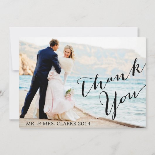 Carte De Remerciements Mariage photo chic (Devant)
