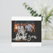 Carte De Remerciements Mariage Photo Chic Écriture moderne Carré (Debout devant)