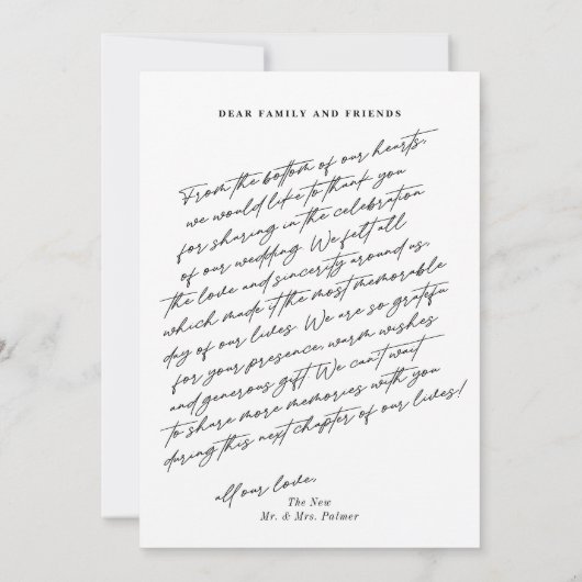 Carte De Remerciements Mariage photo Chic Elegant Script 3 (Dos)