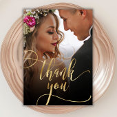 Carte De Remerciements Mariage photo Chic Gold Foil Script