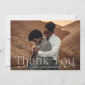 Carte De Remerciements Mariage photo classique Elegance Navy (Devant)