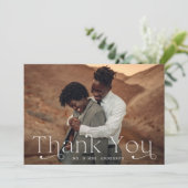 Carte De Remerciements Mariage photo classique Elegance Navy (Debout devant)