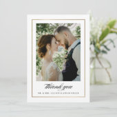 Carte De Remerciements Mariage photo classique Gold (Debout devant)