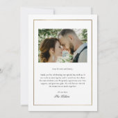Carte De Remerciements Mariage photo classique Gold (Dos)