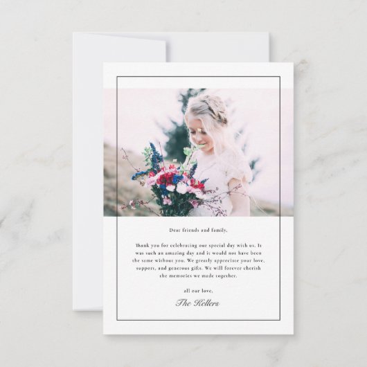 Carte De Remerciements Mariage Photo Classique Monogramme (Dos)