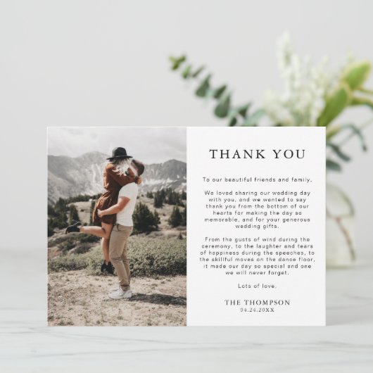 Carte De Remerciements Mariage photo classique simple 2 (Debout devant)