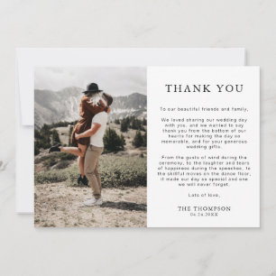 Carte De Remerciements Mariage photo classique simple 2