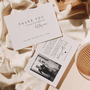 Carte De Remerciements Mariage photo classique simple meilleur jour jamai