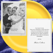 Carte De Remerciements Mariage photo classique simple script personnalisé