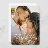 Carte De Remerciements Mariage photo complet à script blanc simple et mod (Devant / Derrière)