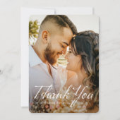 Carte De Remerciements Mariage photo complet à script blanc simple et mod (Devant)