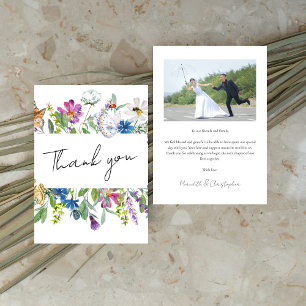 Carte De Remerciements Mariage photo couleur Fleur sauvage de printemps