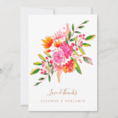 Carte De Remerciements Mariage photo couleur rose orange (Devant)