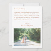 Carte De Remerciements Mariage photo couleur rose orange (Dos)