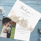 Carte De Remerciements Mariage photo d'aquarelle Palm Tree