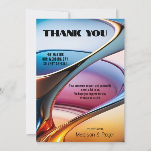 Carte De Remerciements Mariage photo d'art Abstrait moderne (Devant)