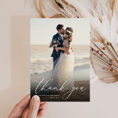 Carte De Remerciements mariage photo de calligraphie blanche moderne