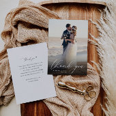 Carte De Remerciements mariage photo de calligraphie blanche moderne