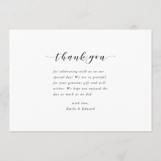 Carte De Remerciements Mariage photo de Calligraphie moderne (Dos)