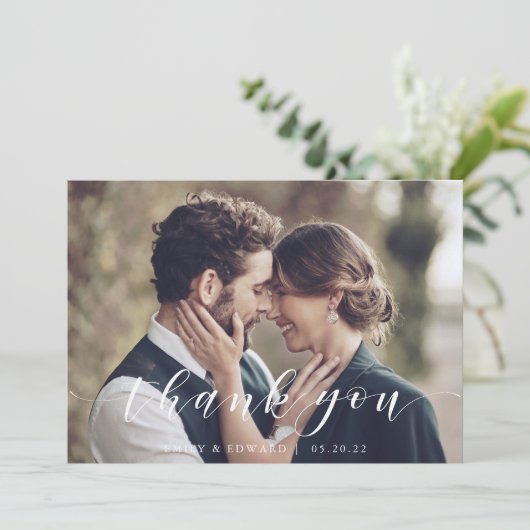 Carte De Remerciements Mariage photo de Calligraphie moderne (Debout devant)