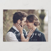 Carte De Remerciements Mariage photo de Calligraphie moderne (Devant)