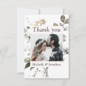 Carte De Remerciements Mariage photo de l'aquarelle Feuilles d'automne (Devant)