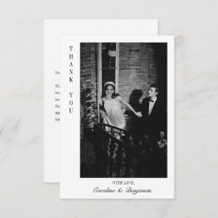 Carte De Remerciements Mariage photo de message personnalisé élégant mode