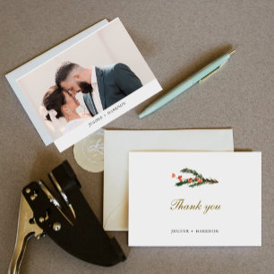 Carte De Remerciements Mariage Photo de Pin d'Hiver
