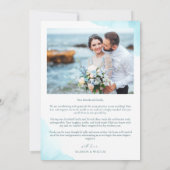 Carte de remerciements Mariage photo de plage (Dos)