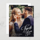 Carte de remerciements Mariage photo de script bud (Devant / Derrière)