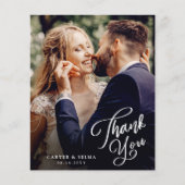 Carte de remerciements Mariage photo de script bud (Devant)