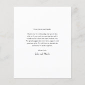 Carte de remerciements Mariage photo de script bud (Dos)