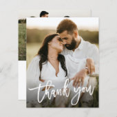 Carte de remerciements Mariage photo de script bud (Devant / Derrière)