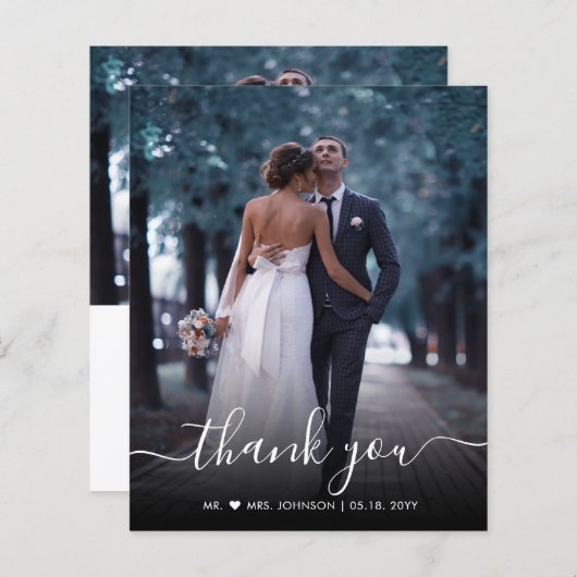 Carte de remerciements Mariage photo de script chi (Devant / Derrière)