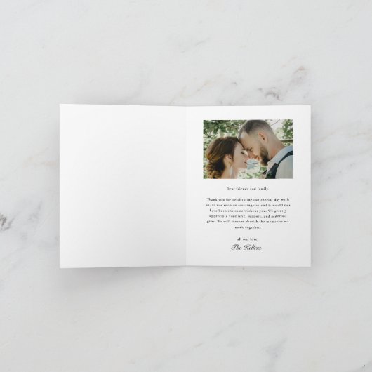 Carte De Remerciements Mariage photo de script classique (Intérieur)