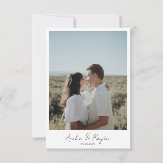 Carte De Remerciements Mariage photo de script de typographie classique (Dos)