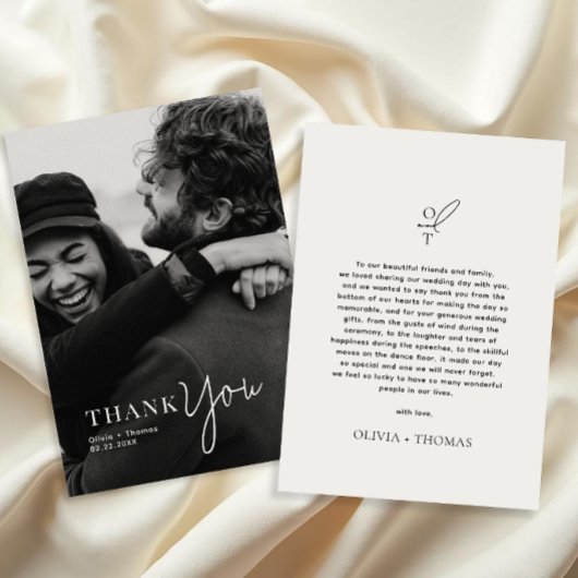 Carte De Remerciements Mariage photo de script de typographie monographiq