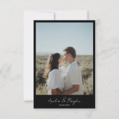 Carte De Remerciements Mariage photo de script de typographie noire class (Dos)