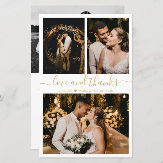 Carte de remerciements Mariage photo de script élé (Devant / Derrière)