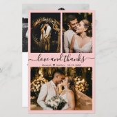 Carte de remerciements Mariage photo de script élé (Devant / Derrière)