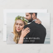 Carte de remerciements Mariage photo de script élé (Dos)