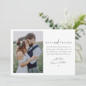 Carte De Remerciements Mariage photo de script Love and Thanks (Debout devant)